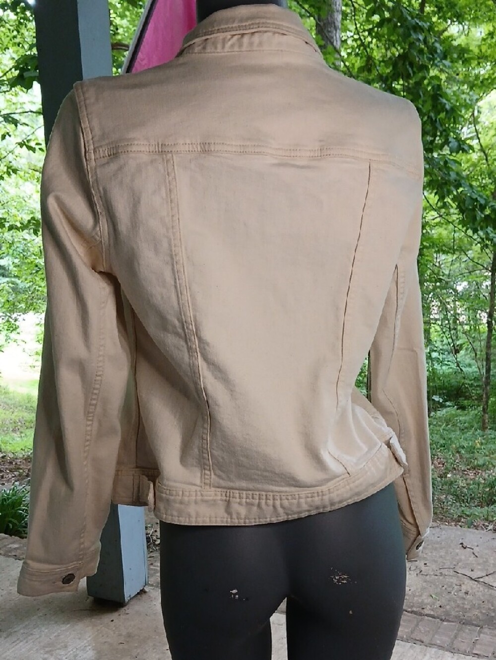 Talbots Cream Ruffle-Front Jean Jacket,szL - Picture 3 of 13